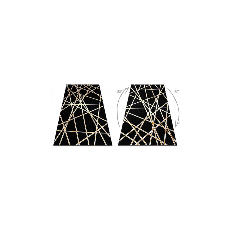 Dywan ALLURE 1964 Geometryczny - Strukturalny, stylowy, glamour czarny / złoty 80x150cm