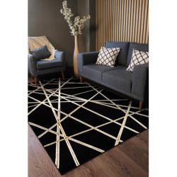 Dywan ALLURE 1964 Geometryczny - Strukturalny, stylowy, glamour czarny / złoty 80x150cm