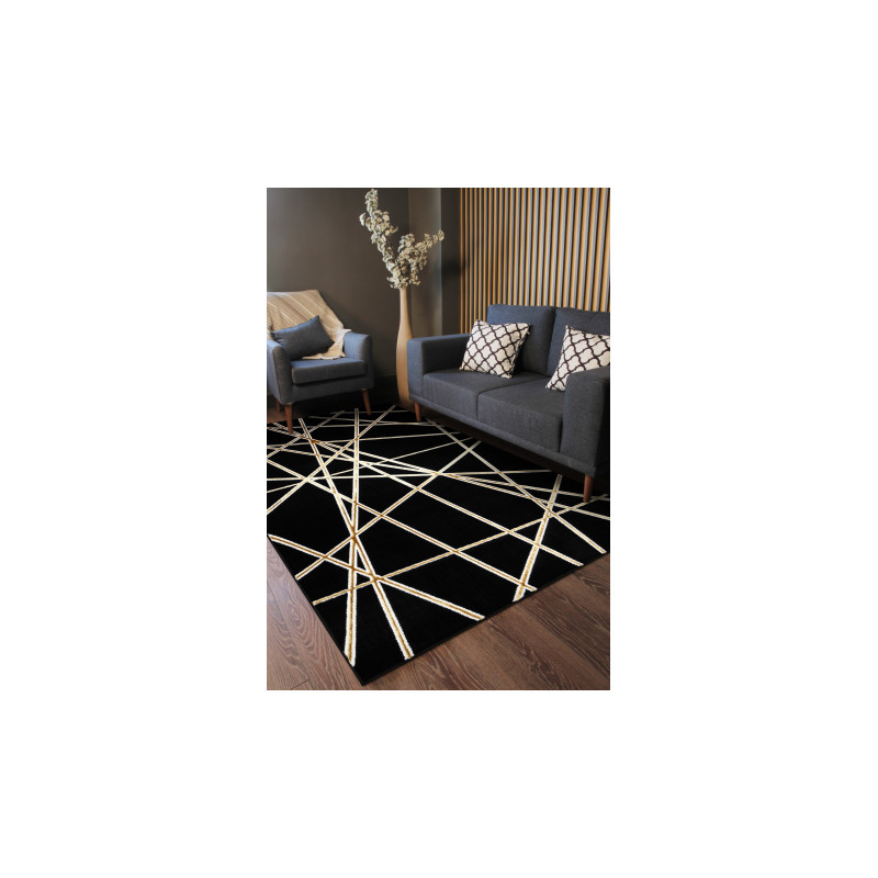 Dywan ALLURE 1964 Geometryczny - Strukturalny, stylowy, glamour czarny / złoty 240x330cm Dywan ALLURE 1964 Geometryczny - Strukturalny, stylowy, glamour czarny / złoty 240x330cm