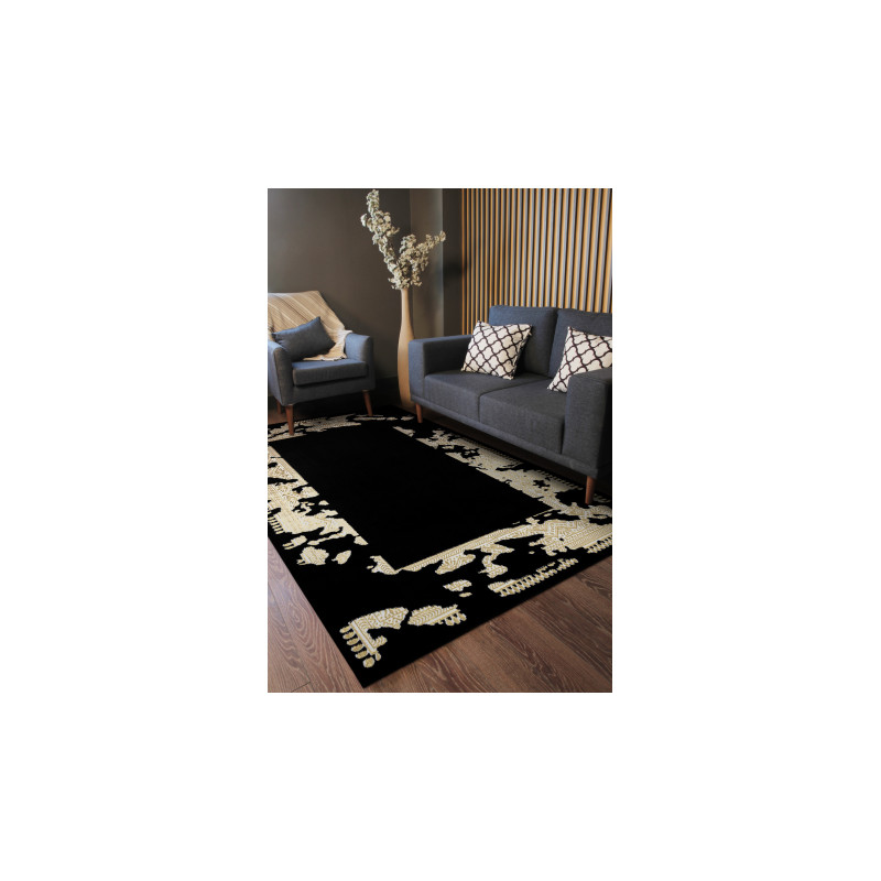 Dywan ALLURE 1965 Ramka - Strukturalny, stylowy, glamour czarny / złoty 180x270cm Dywan ALLURE 1965 Ramka - Strukturalny, stylowy, glamour czarny / złoty 180x270cm