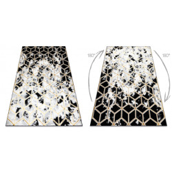 Dywan ALLURE 1966 Cube kostka - Strukturalny, stylowy, glamour czarny / złoty 140x190cm
