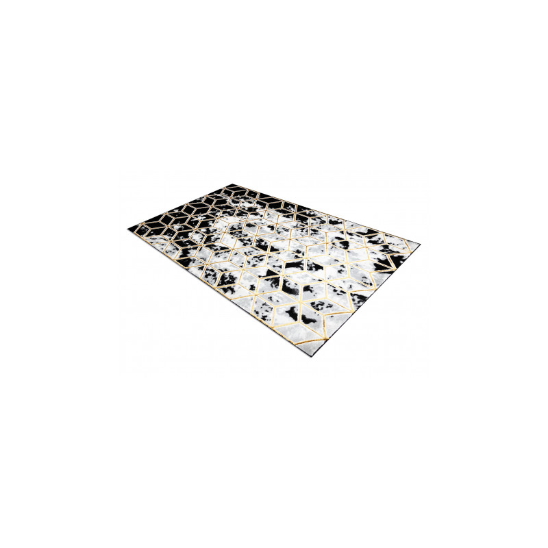 Dywan ALLURE 1966 Cube kostka - Strukturalny, stylowy, glamour czarny / złoty 160x220cm
