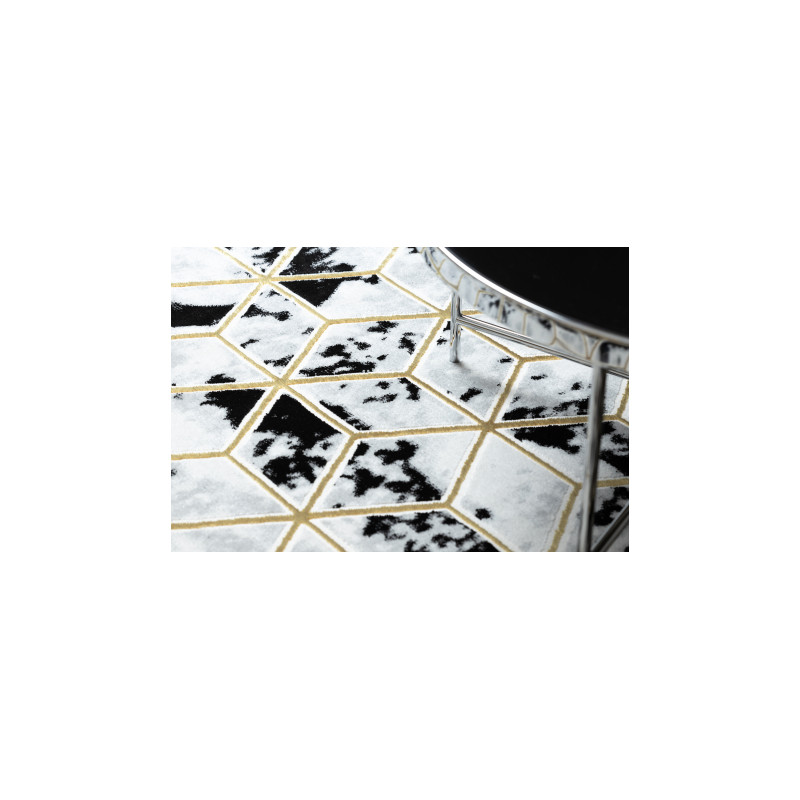 Dywan ALLURE 1966 Cube kostka - Strukturalny, stylowy, glamour czarny / złoty 160x220cm