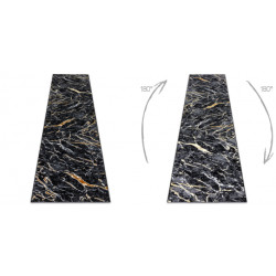 Dywan, chodnik ALLURE 1963 Marmur - Strukturalny, stylowy, glamour czarny / złoty 80x250cm