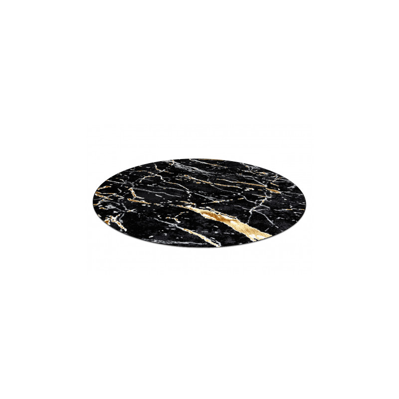 Dywan ALLURE 1963 koło Marmur - Strukturalny, stylowy, glamour czarny / złoty koło 200cm