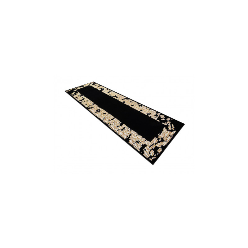 Dywan, chodnik ALLURE 1965 Ramka - Strukturalny, stylowy, glamour czarny / złoty 80x250cm