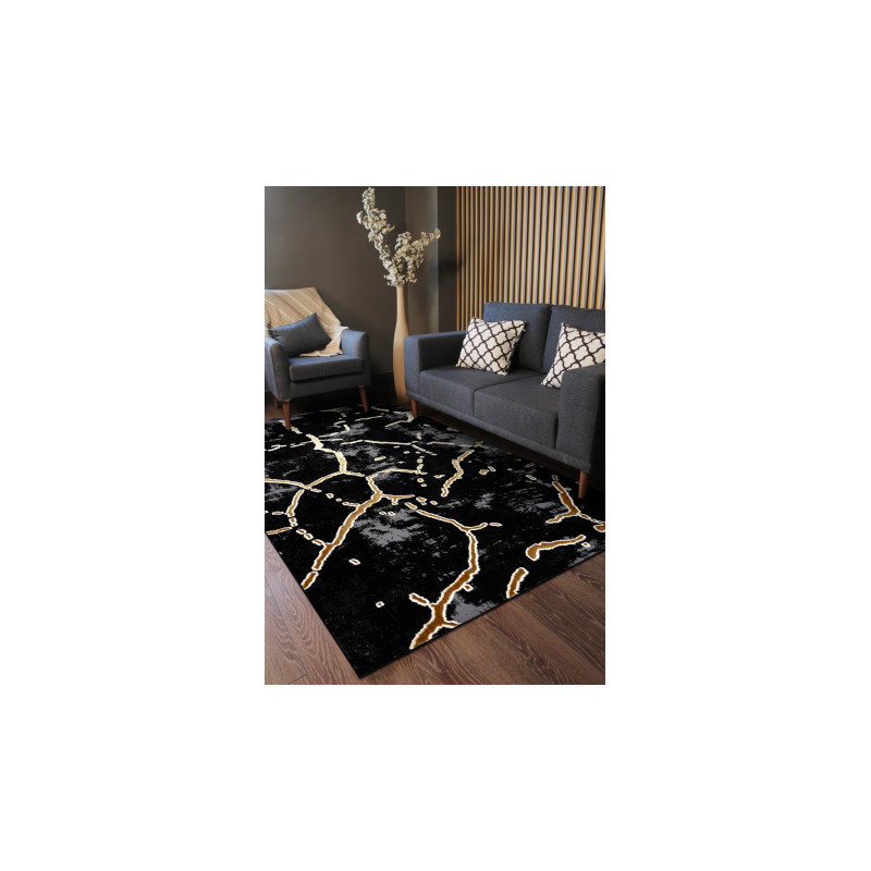 Dywan ALLURE 1967 Marmur - Strukturalny, stylowy, glamour czarny / złoty 120x170cm