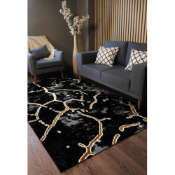 Dywan ALLURE 1967 Marmur - Strukturalny, stylowy, glamour czarny / złoty 240x330cm