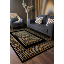 Dywan ALLURE 1968 Grecki klucz, ramka - Strukturalny, stylowy, glamour czarny / złoty 280x370cm