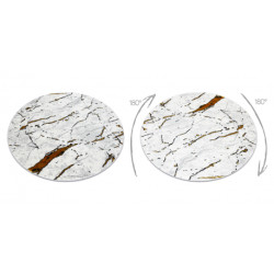 Dywan ALLURE 1963 koło Marmur - Strukturalny, stylowy, glamour biały / złoty koło 120cm