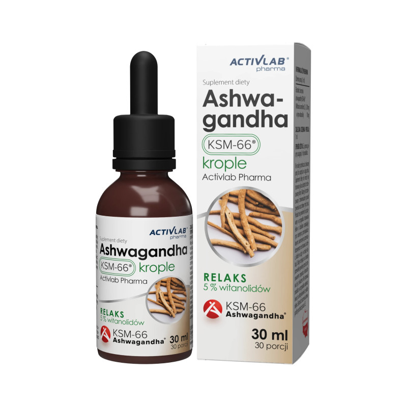 Activlab ashwagandha w kroplach KSM-66 30 ml 5% witanolidów adaptogen Activlab ashwagandha w kroplach KSM-66 30 ml 5% witanolidów adaptogen