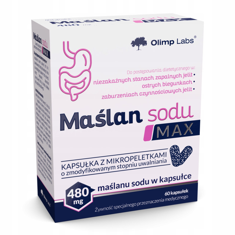 OLIMP MAŚLAN SODU MAX 60 VEGE Kap Kwas Masłowy ZDROWE JELITA TRAWIENIE IBS