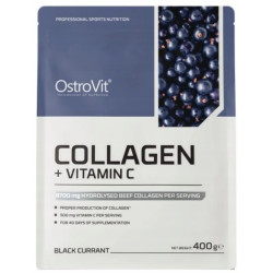 OstroVit Collagen + Vitamin C Kolagen wołowy na stawy włosy 400 g porzeczka