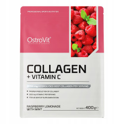 OstroVit Collagen + Vitamin C Kolagen wołowy na stawy włosy 400 g malina