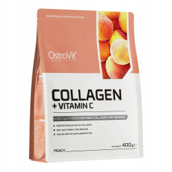 OstroVit Collagen + Vitamin C Kolagen wołowy na stawy włosy 400 g peach