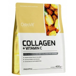 OstroVit Collagen + Vitamin C Kolagen wołowy na stawy włosy 400 g ananas OstroVit Collagen + Vitamin C Kolagen wołowy na stawy włosy 400 g ananas