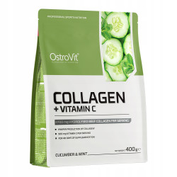 OstroVit Collagen + Vitamin C Kolagen wołowy na stawy 400 g ogórek mięta