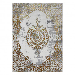 Dywan ALLURE 1961 Ornament, ramka - Strukturalny, stylowy, glamour złoty / biały  140x190cm