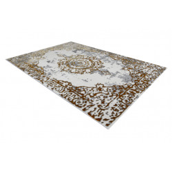 Dywan ALLURE 1961 Ornament, ramka - Strukturalny, stylowy, glamour złoty / biały  140x190cm