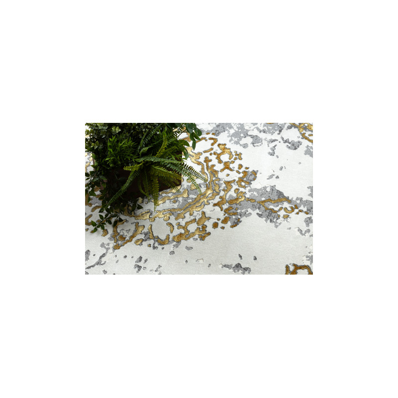 Dywan ALLURE 1961 Ornament, ramka - Strukturalny, stylowy, glamour złoty / biały  140x190cm