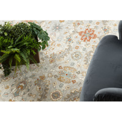 Dywan SOHO 477.07.LA110 wełniany OSTA - Kwiaty, ramka naturalny beż / terakota 240x340cm