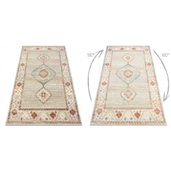 Dywan SOHO 477.11.LA100 wełniany OSTA - Boho, ramka naturalny beż / terakota 240x340cm
