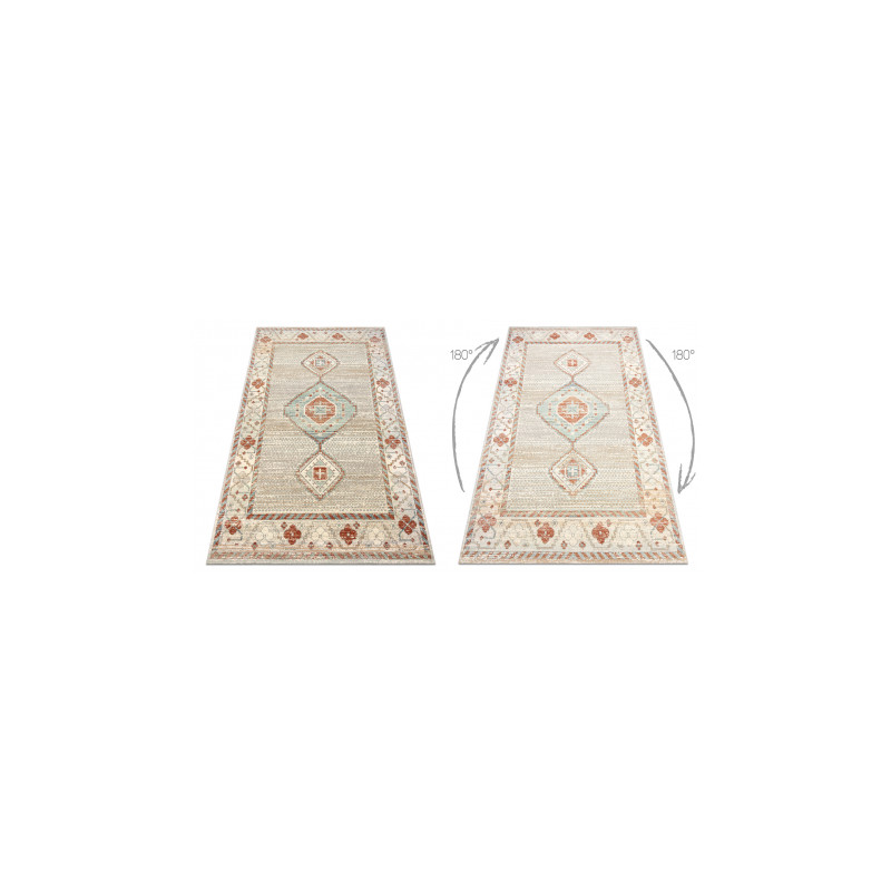 Dywan SOHO 477.11.LA100 wełniany OSTA - Boho, ramka naturalny beż / terakota 240x340cm