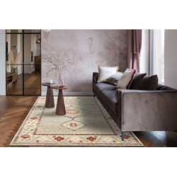 Dywan SOHO 477.11.LA100 wełniany OSTA - Boho, ramka naturalny beż / terakota 240x340cm
