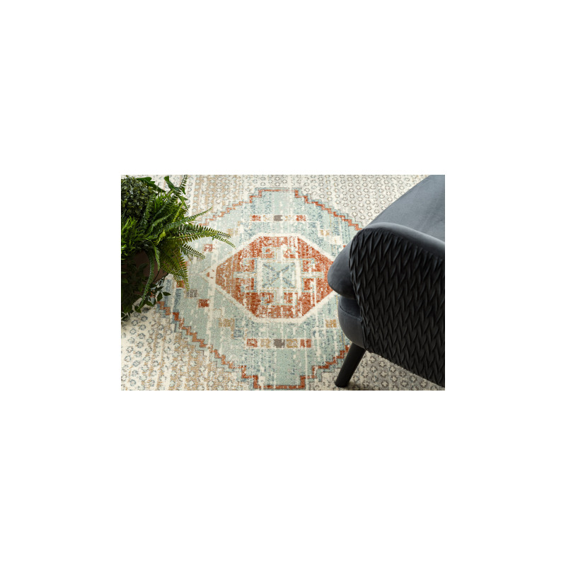 Dywan SOHO 477.11.LA100 wełniany OSTA - Boho, ramka naturalny beż / terakota 240x340cm