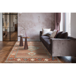 Dywan SOHO 477.11.LA000 wełniany OSTA - Boho, ramka naturalny terakota / szary 240x340cm Dywan SOHO 477.11.LA000 wełniany OSTA - Boho, ramka naturalny terakota / szary 240x340cm