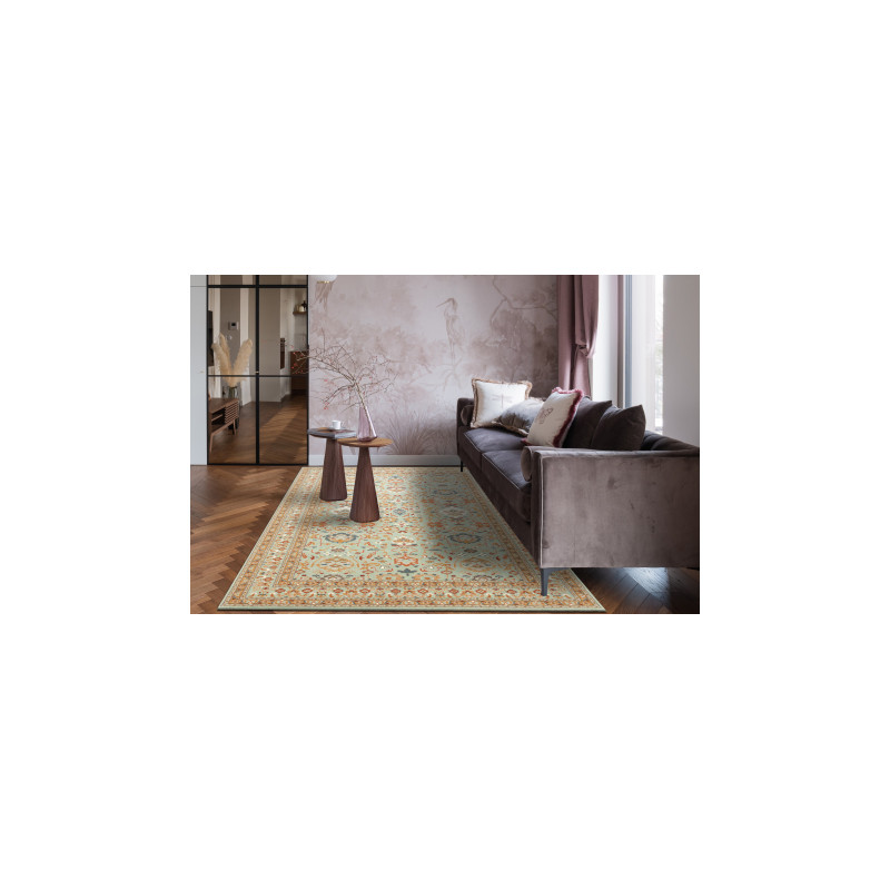 Dywan SOHO 477.26.LA400 wełniany OSTA - Ornament, ramka naturalny zielony / beż 160x240cm