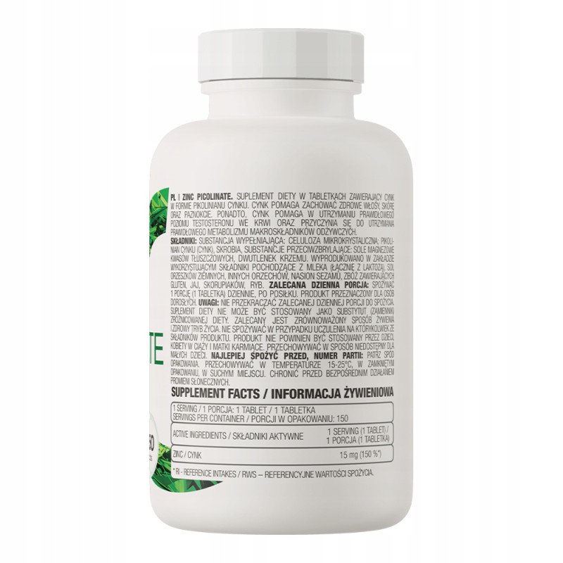 OstroVit Zinc Picolinate 150 tabs cynk organiczny pikolinian cynku 15 mg