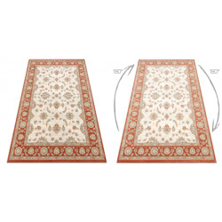 Dywan SOHO 477.15.LA103 wełniany OSTA - Ornament, ramka naturalny beż / terakota 67x130cm