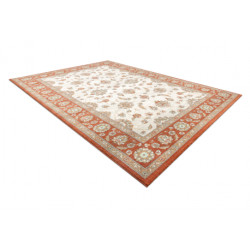 Dywan SOHO 477.15.LA103 wełniany OSTA - Ornament, ramka naturalny beż / terakota 67x130cm