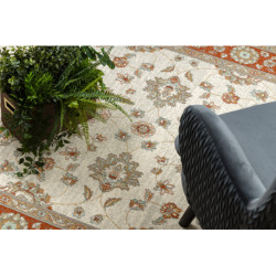 Dywan SOHO 477.15.LA103 wełniany OSTA - Ornament, ramka naturalny beż / terakota 67x130cm
