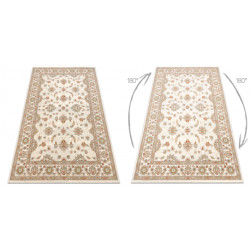 Dywan SOHO 477.15.LA102 wełniany OSTA - Ornament, ramka naturalny beż / terakota 80x160cm