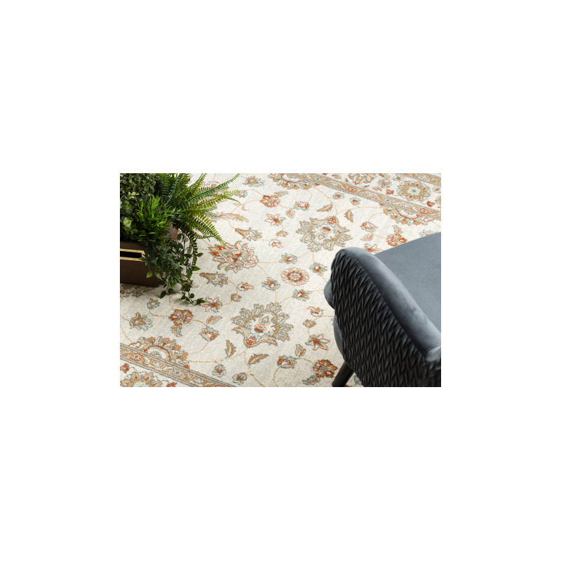 Dywan SOHO 477.15.LA102 wełniany OSTA - Ornament, ramka naturalny beż / terakota 80x160cm