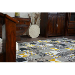 Dywan LISBOA 27218/255 Kwadraty Płytki Żółty Styl Lizboński Portugalski 80x150cm