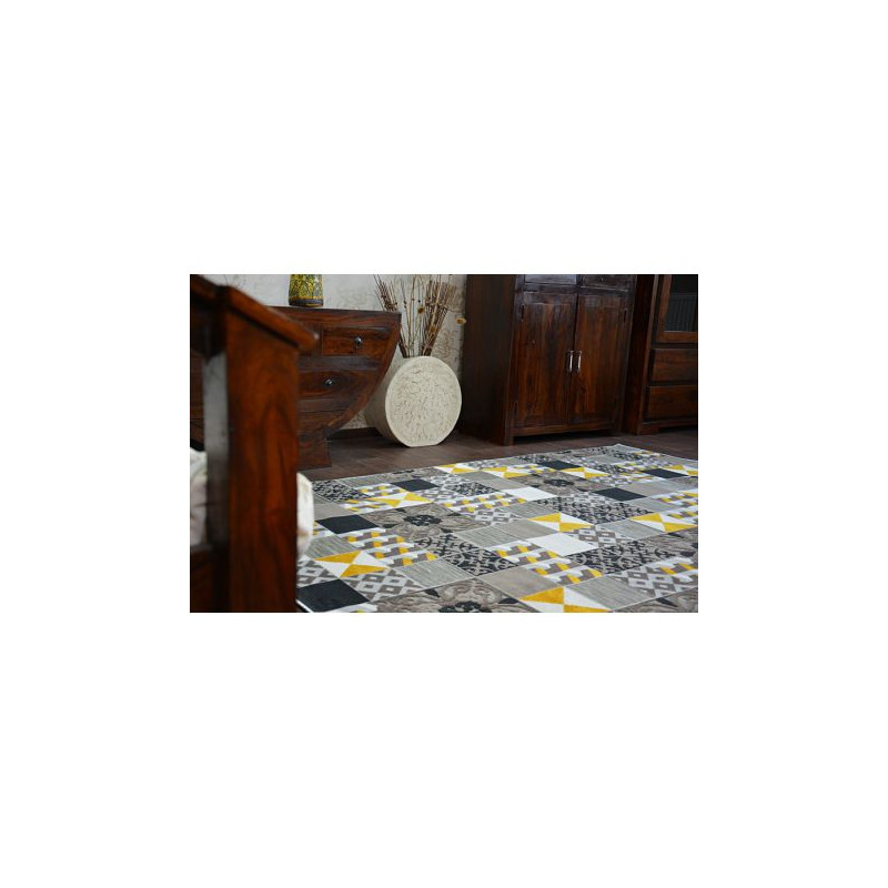 Dywan LISBOA 27218/255 Kwadraty Płytki Żółty Styl Lizboński Portugalski 80x150cm Dywan LISBOA 27218/255 Kwadraty Płytki Żółty Styl Lizboński Portugalski 80x150cm
