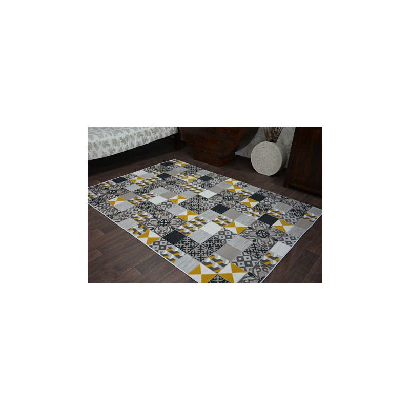 Dywan LISBOA 27218/255 Kwadraty Płytki Żółty Styl Lizboński Portugalski 80x150cm Dywan LISBOA 27218/255 Kwadraty Płytki Żółty Styl Lizboński Portugalski 80x150cm