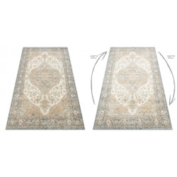 Dywan SOHO 477.01.LA113 wełniany OSTA - Ornament, rozeta naturalny zielony / beż 67x130cm