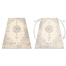 Dywan ABBY 486.24.LA100 wełniany OSTA - Ornament, ramka klasyczny beż / niebieski 80x160cm