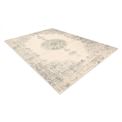 Dywan ABBY 486.24.LA100 wełniany OSTA - Ornament, ramka klasyczny beż / niebieski 80x160cm