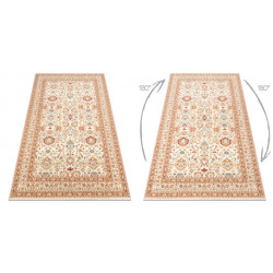 Dywan SOHO 477.26.LA100 wełniany OSTA - Ornament, ramka naturalny beż / terakota 80x160cm