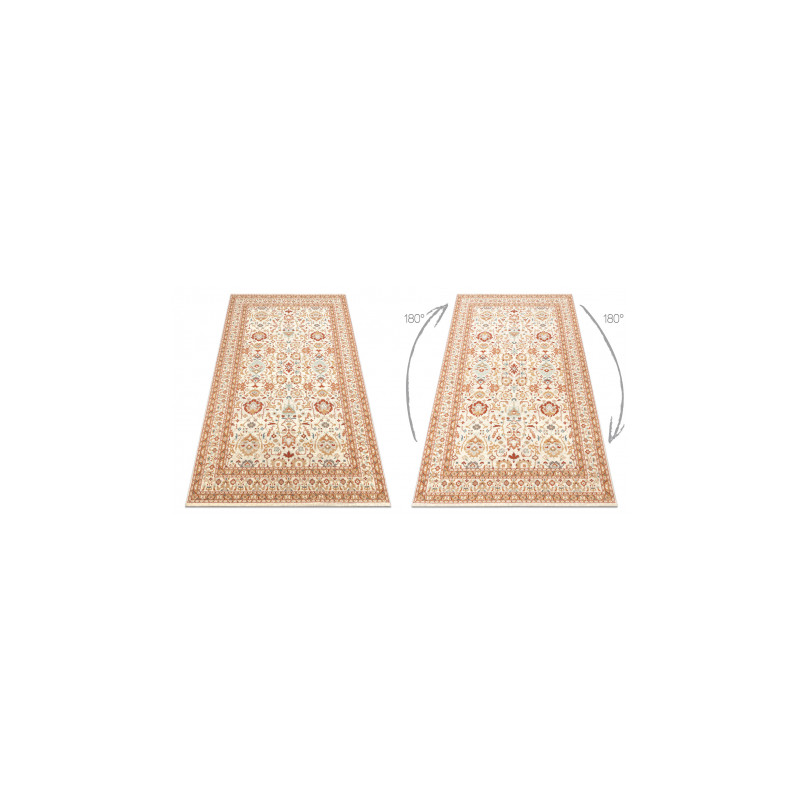 Dywan SOHO 477.26.LA100 wełniany OSTA - Ornament, ramka naturalny beż / terakota 80x160cm