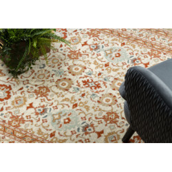 Dywan SOHO 477.26.LA100 wełniany OSTA - Ornament, ramka naturalny beż / terakota 80x160cm