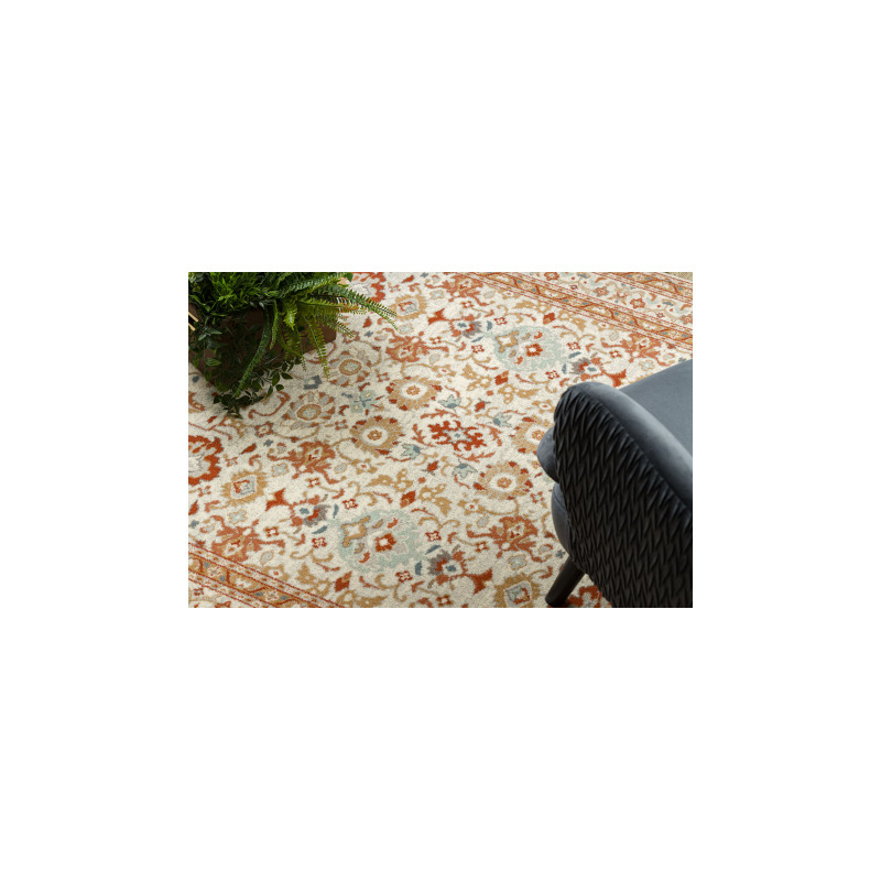 Dywan SOHO 477.26.LA100 wełniany OSTA - Ornament, ramka naturalny beż / terakota 160x240cm