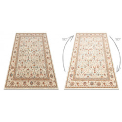 Dywan SOHO 477.27.LA101 wełniany OSTA - Kwiaty, ramka naturalny beż / terakota 160x240cm