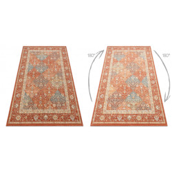 Dywan SOHO 477.27.LA301 wełniany OSTA - Romby, ramka geometryczny naturalny terakota / beż 160x240cm
