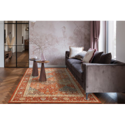 Dywan SOHO 477.27.LA301 wełniany OSTA - Romby, ramka geometryczny naturalny terakota / beż 160x240cm
